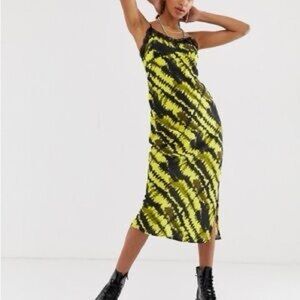 Reclaimed Vintage from ASOS midi slip dress in tie dye with lace trim, sz 4